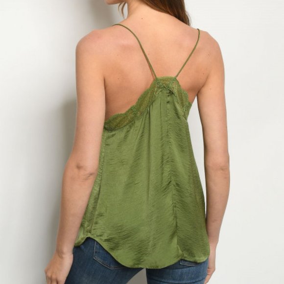 OLIVE LACE CAMI TOP - Picture 2 of 5